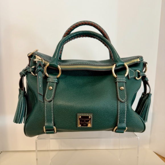 Classic Dooney and Bourke Pebble Leather Satchel Ivy Green - Picture 4 of 12